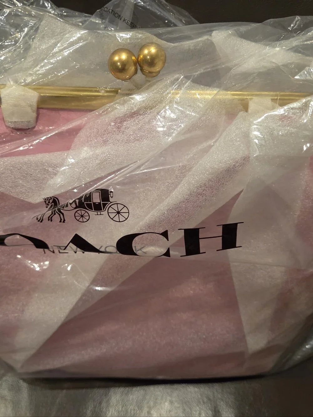 Coach Pink Frame Kiss-Lock Clutch with Gold Hardware